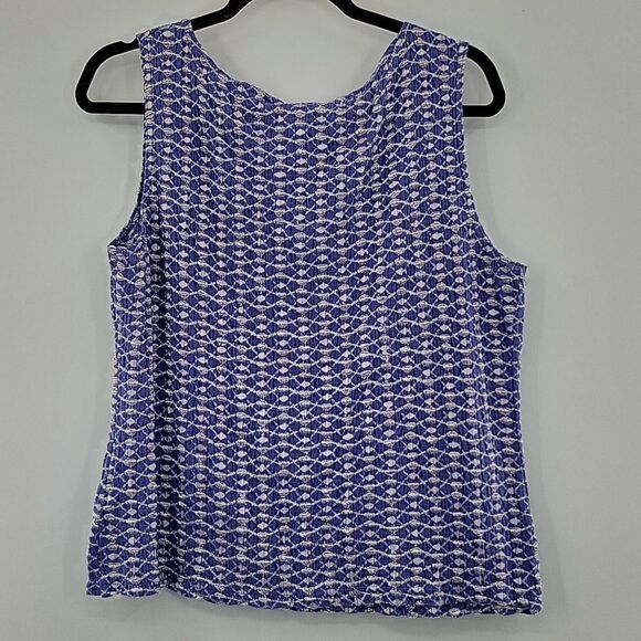 3 For$20 Giorgio Fiorline Purpleish Blue Top w/ Sliver design size L - Picture 6 of 7